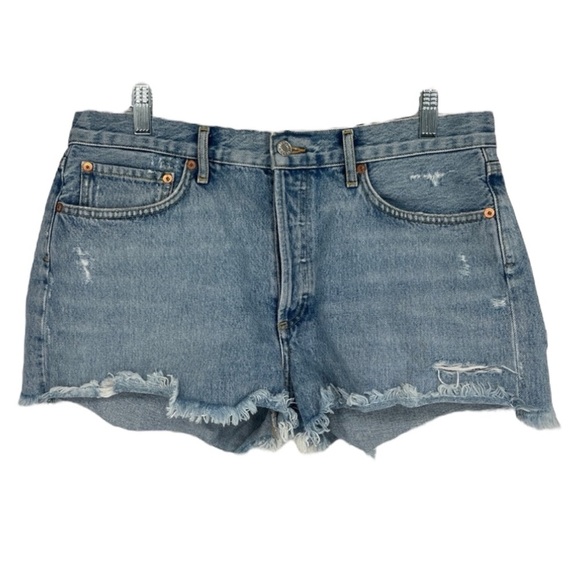 Agolde Pants - AGOLDE Parker Light Wash Denim Distressed High Waist Classic Cutoff Shorts 30
